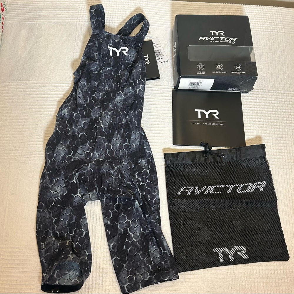 NWT NEW TYR Avictor 2.0 Black and Gray Swimwear 26 open back supernova